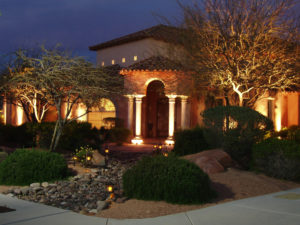House and landscape lit with LED lighting